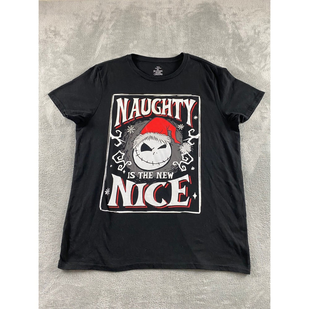 Disney Nightmare Before Christmas Jack Skellington Naughty‎ Nice Shirt XL Black